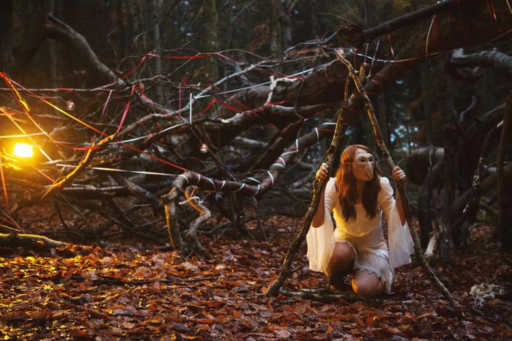 Crone-Wood-Girl-In-Mask-In-Woods